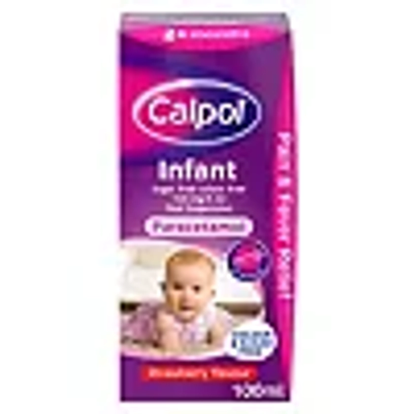 Calpol Infant Sugar Free Colour Free 120 mg/5 ml Oral Suspension Strawberry Flavour 2+ Months - 100ml