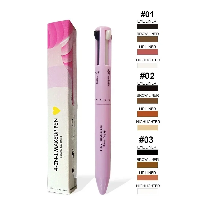 EyebloggPays l-Crayon à sourcils étanche, 4 en 1, longue durée, document facile, résistant à la transpiration, maquillage, outil cosmétique
