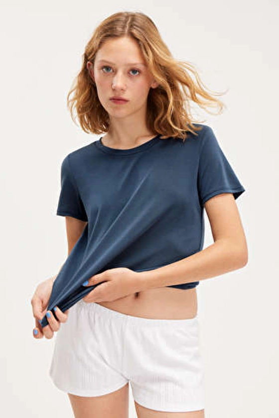 Dark blue soft t-shirt - Dark blue - Monki GB