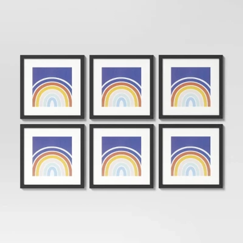 (Set of 6) 11" x 11" Matted to 8" x 8" Frame Set Black - Room Essentials™: Modern Wall Decor, MDF, Glass