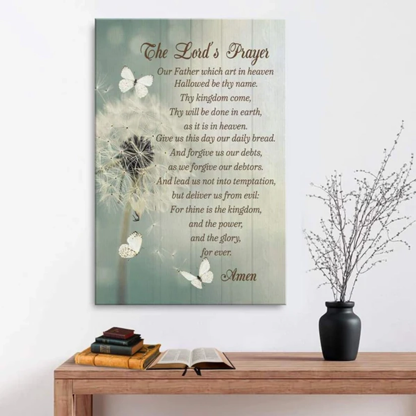 Dandelion The Lord's Prayer Wall Art Canvas - Christian Wall Art