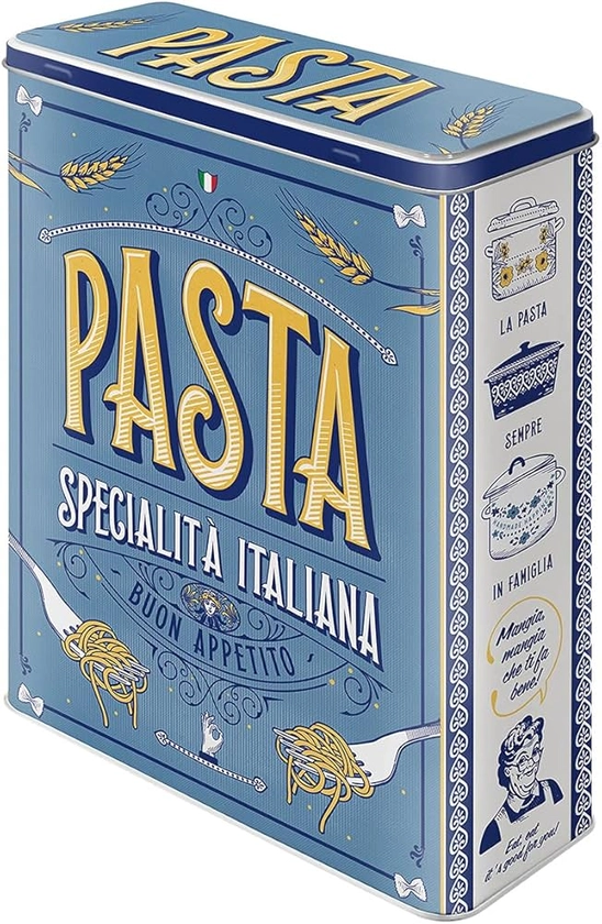 Nostalgic-Art Boîte de conservation rétro XL, Pasta – Idée de cadeau pour la cuisine, Grande récipient à céréale métallique, Design vintage, 4 l