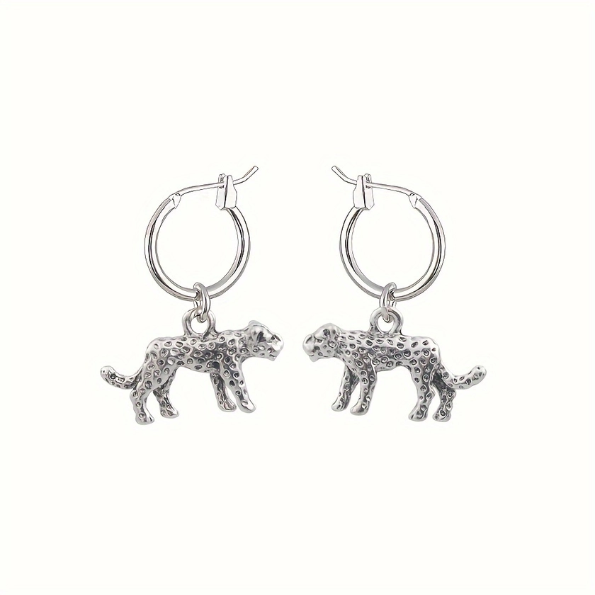 Golden/ Silvery Leopard Design Dangle Earrings Retro Elegant Style Zinc Alloy Jewelry Creative Female Gift