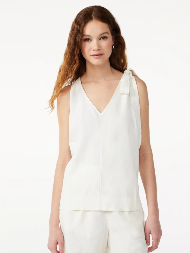 Free Assembly Women's Tie Shoulder Top