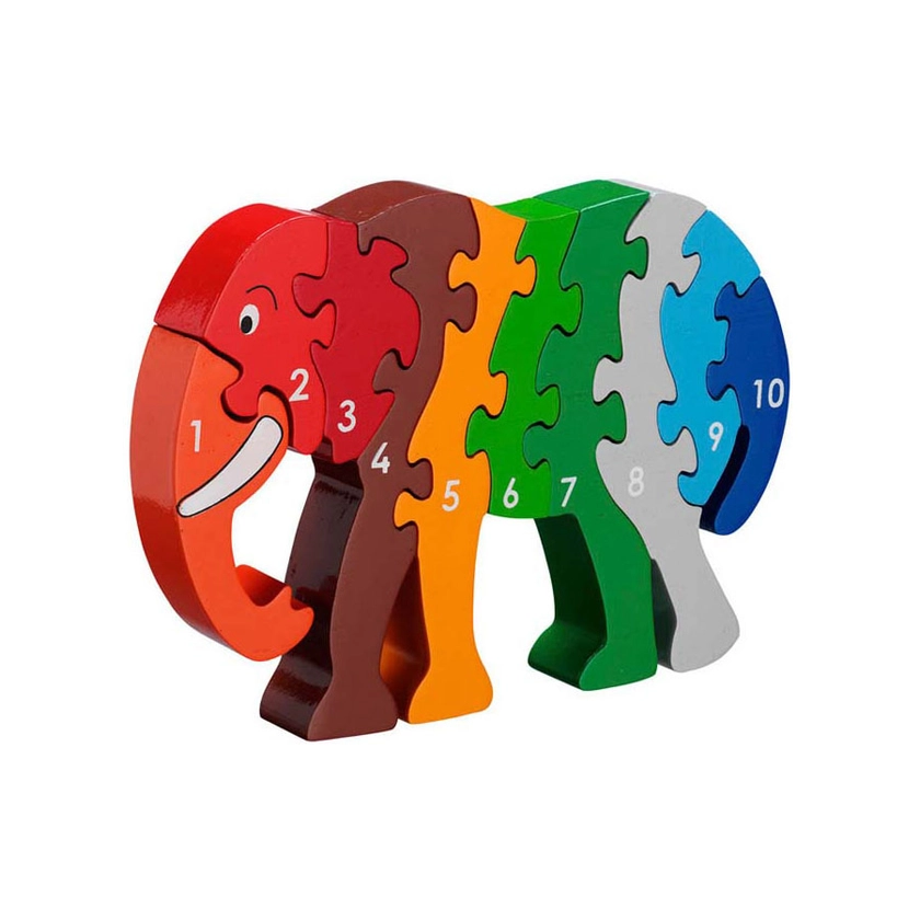 Puzzle en bois Eléphant Chiffres 1-10 LANKA KADE - Maman Natur'elle