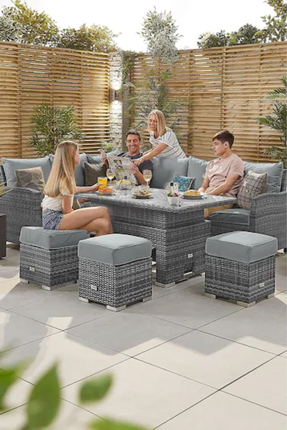 Nova Outdoor Living Grey Rattan Effect Cambridge Left Hand Corner Sofa Set with Rising Table