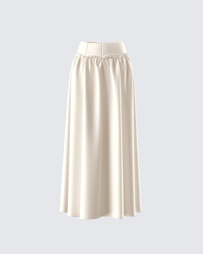 Orla Cream Ruched Maxi Skirt