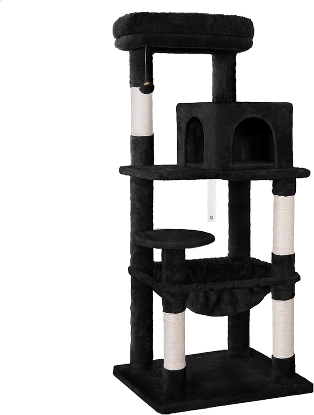 BEASTIE Cat Tree 143cm Multi-Level Cat Tower with Scratching Posts, Sisal-Covered Cat Scratcher Tower with Plush Perch, Cat Condo Play House Wood Furniture for Kittens Climbing and Rest(Black) : Amazon.com.au: Pet Supplies