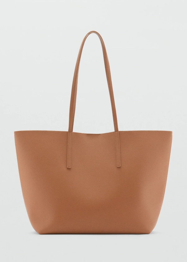 Sac shopper effet grainé - Femme | MANGO France métropolitaine