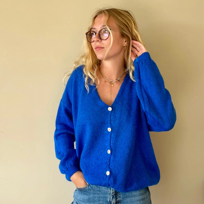 Pull gillet bleu | Jennly