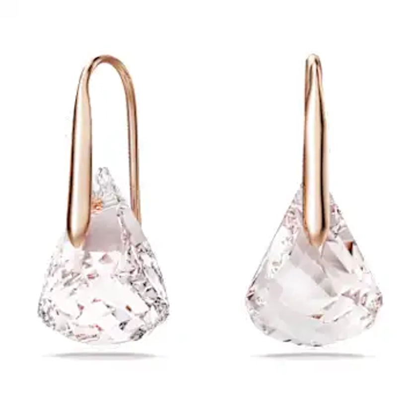 Lunar drop earrings, Pink, Rose gold-tone plated by SWAROVSKI