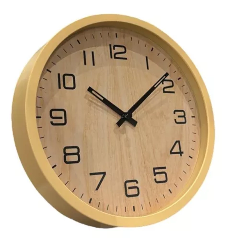 Reloj De Pared 30 Cm Silencioso Analógico Simil Madera Decoración