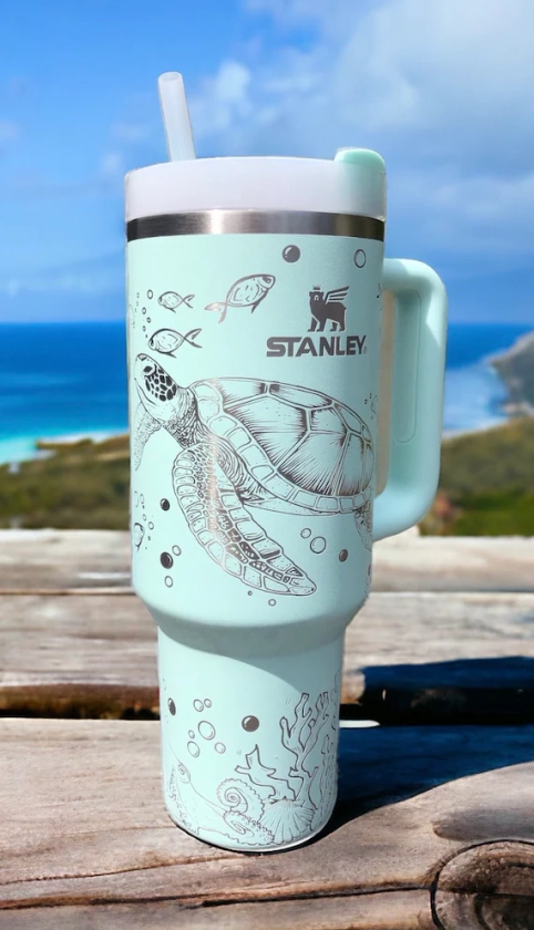 Ocean Scene Engraved Sea Turtle Tumbler, Sea Turtle and Octopus 40 Oz Engraved Tumbler, Beach Tumbler, 40 Oz Quencher 2.0 Flow State Tumbler - Etsy