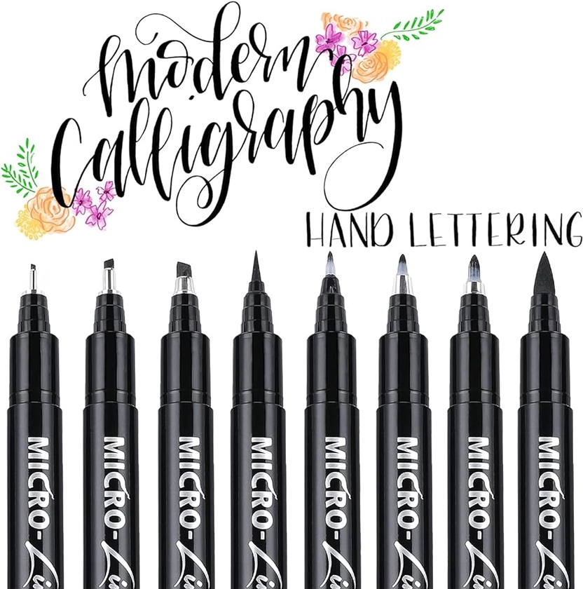 Amazon.com: Dyvicl Hand Lettering Pens, Calligraphy Brush Pens Art Markers for Beginners Writing, Sketching, Drawing, Illustration, Scrapbooking, Journaling, Black Ink Pen Set, 8 Sizes : Everything Else