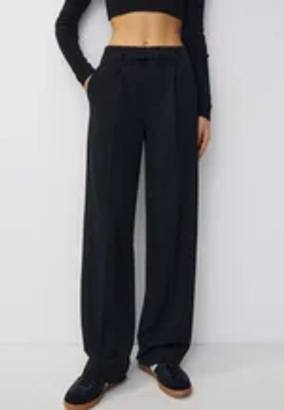 PULL&BEAR DARTED SMART - Pantalon classique - black/noir - ZALANDO.FR