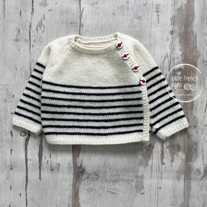 Knitting Pattern Baby Wool Cardigan Instructions in French PDF Sizes Newborn to 18 months