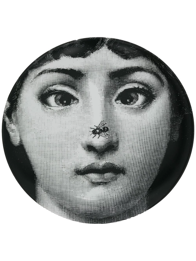 Fornasetti Face Print Plate | Black | FARFETCH