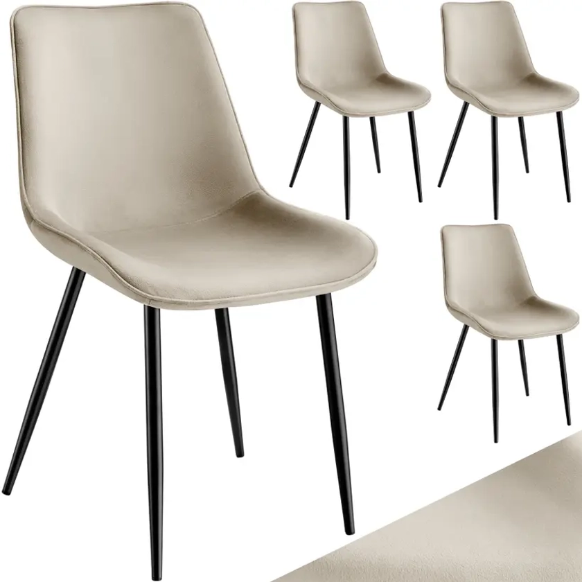 Lot de 4 chaises de salle à manger Monroe aspect velours