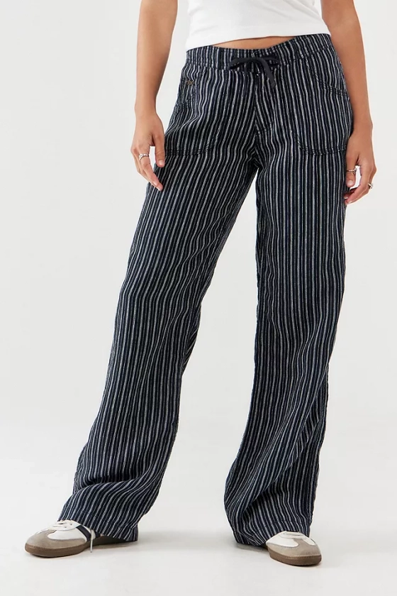 BDG Black Pinstripe Five-Pocket Linen Pants