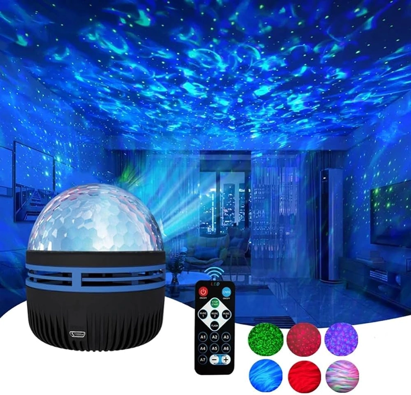 2 in 1 Northern Lights and Ocean Wave Projector, Star Projector with Remote Control, Ocean Wave LED Night Light Star Projector, RGB Dimmable LED Projection Lamp, Room Projector for Room, Living (A) : Amazon.co.uk: Lighting