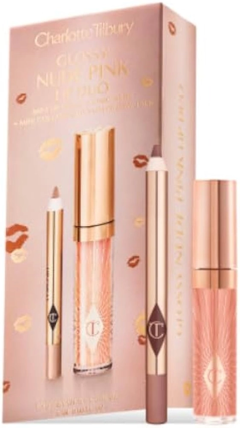Amazon.com : CHARLOTTE TILBURY Mini Glossy Pink Lip Gloss + Lip Liner Set - Nude Pink : Beauty & Personal Care