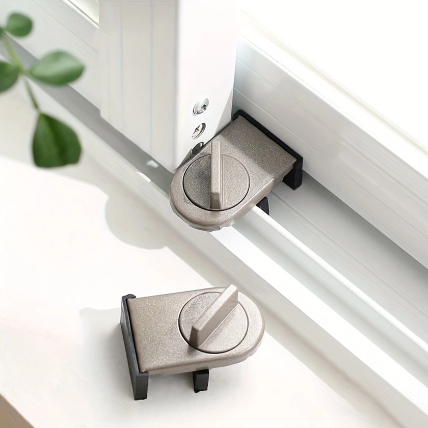 2pcs Aluminum Alloy Sliding Door & Window Lock Set: Upgrade Home Security With Anti-Pinch, Anti-Theft & Anti-Fall Features