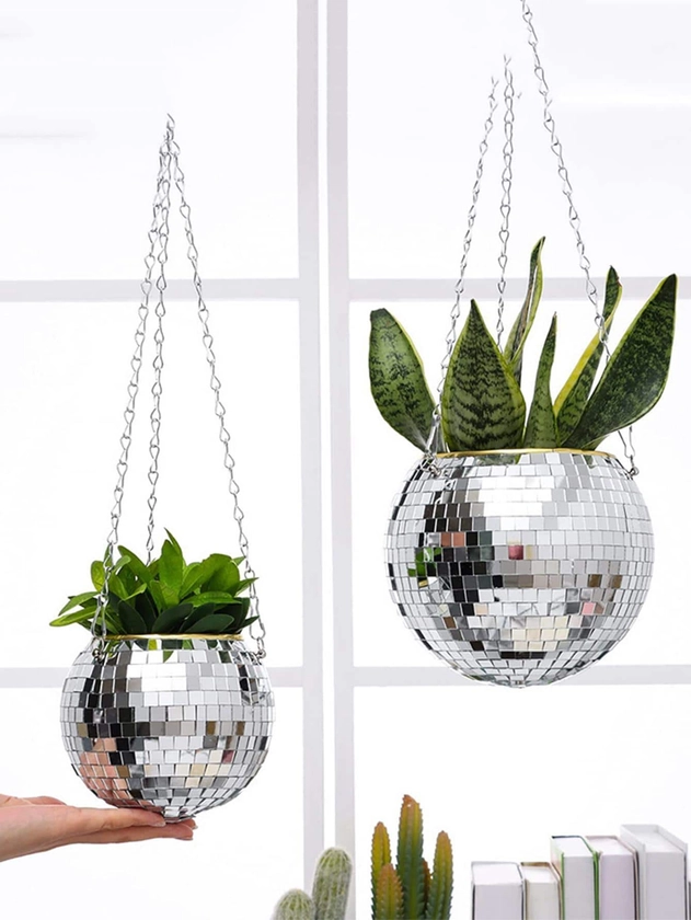 1pc Disco Ball Design Hanging Flower Pot, Modern PP Hanging Plant Basket For Home | SHEIN UK