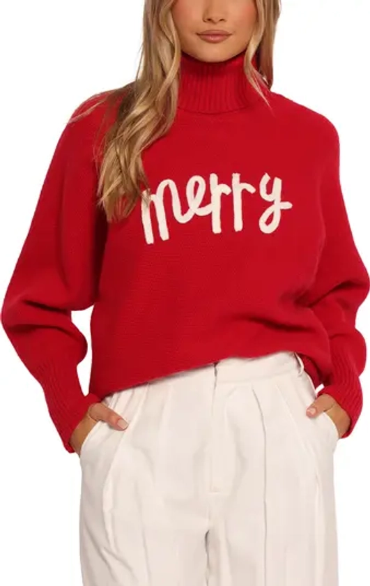 Petal & Pup Merry Appliqué Turtleneck Sweater | Nordstrom