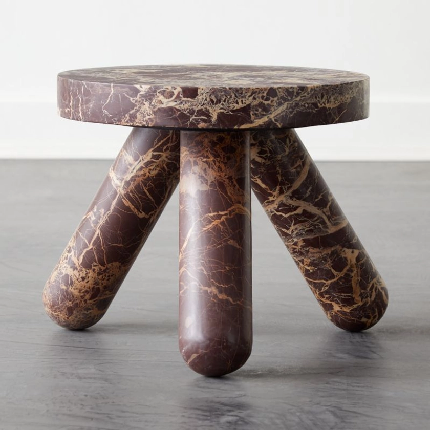 Jaxx Red Marble Modern Side Table + Reviews | CB2