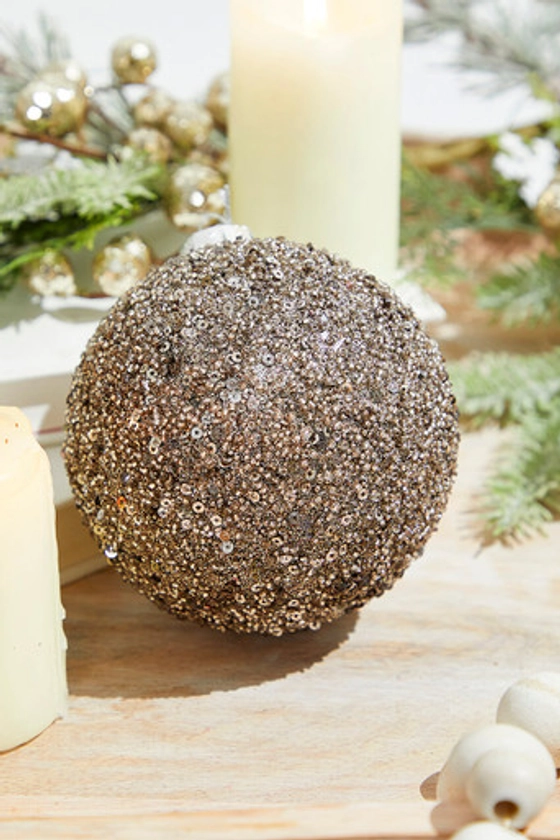 Glitter Ball Glass Ornament - Silver Black