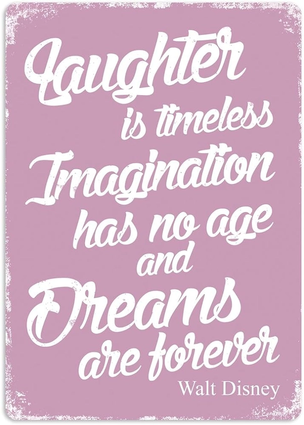Laughter is Timeless.Disney Quote - Pink. Metal Wall Sign Plaque Art Inspirational : Amazon.co.uk: Home & Kitchen