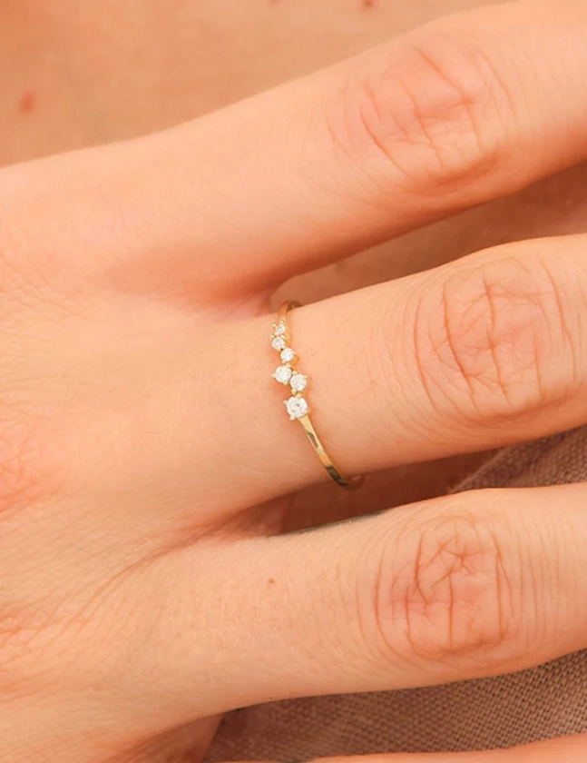 14K Solid Gold Love Diamond Ring