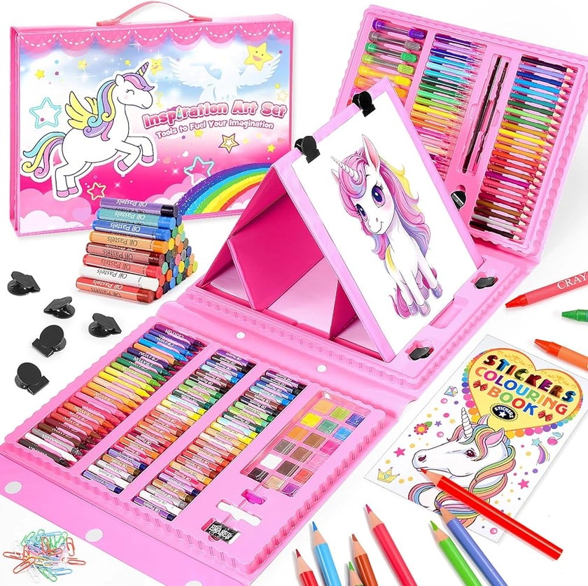 HappyGoLucky Unicorn Gifts for Girls, Art Set Supplies for Kids 3-9 Year Old Girls Gifts Colouring Pencils for Children 3-12 Year Old Girls Boys Toys Girls Birthday Presents Craft Kits for Kids : Amazon.co.uk: Toys & Games