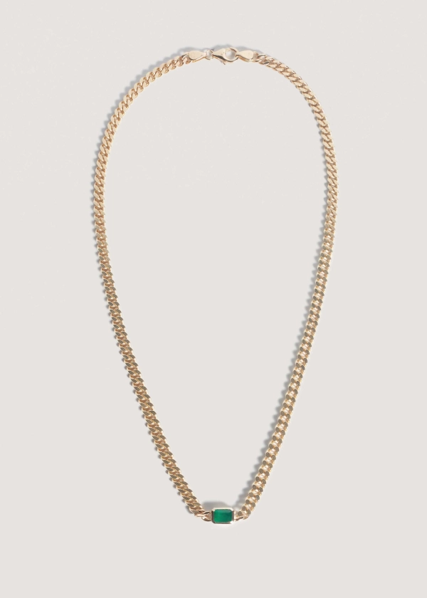 Capri Curb Chain Necklace Emerald