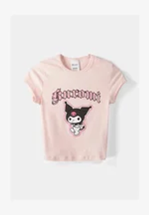 Bershka SHORT SLEEVE KUROMI - T-shirt con stampa - light pink/rosa - Zalando.it