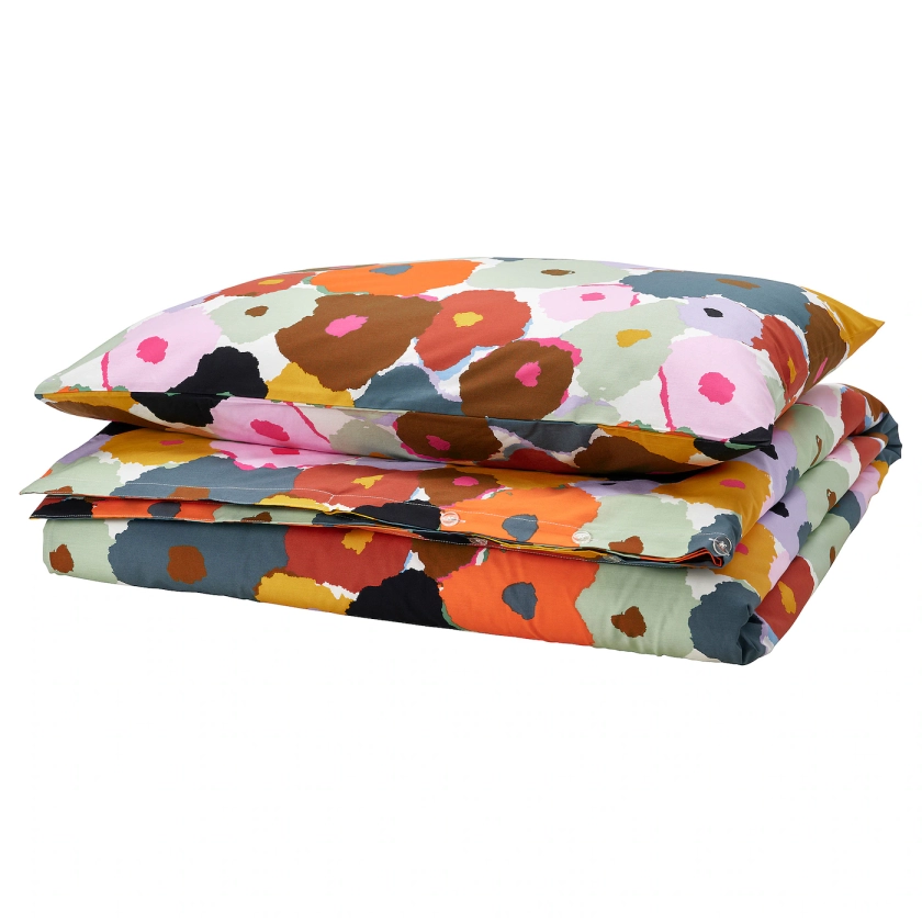 MURREVA duvet cover and pillowcase(s), multicolor/floral pattern, Twin - IKEA