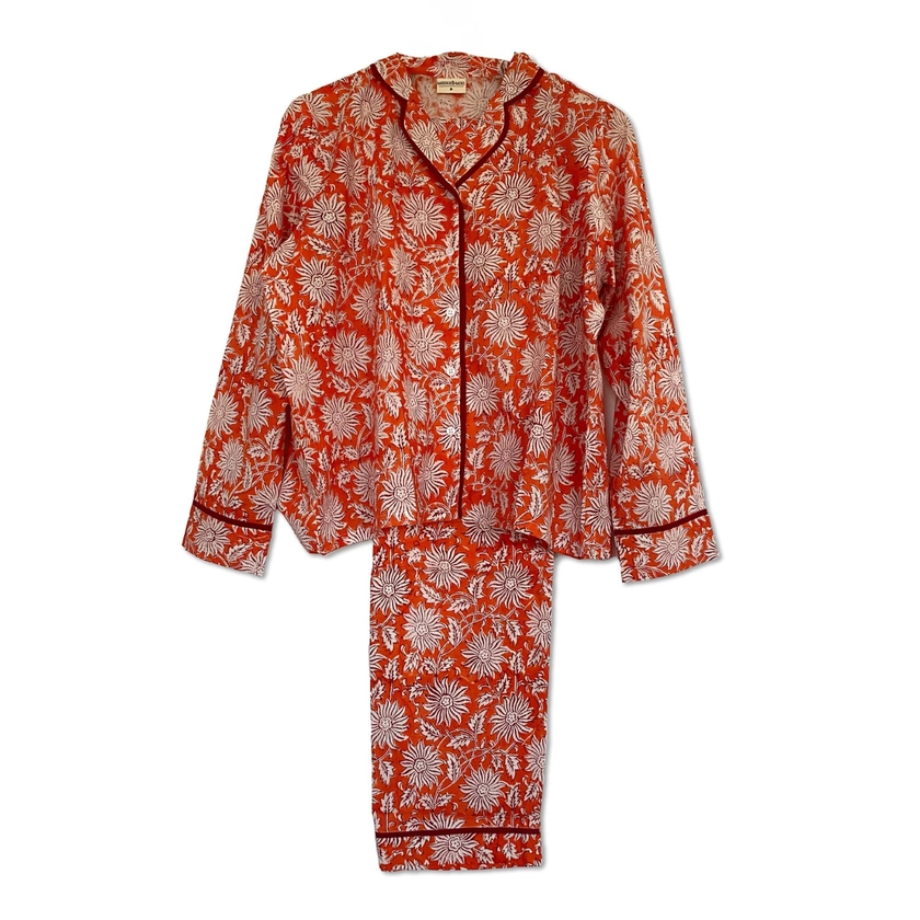 Orange Cotton Pyjama Set by Madder & More