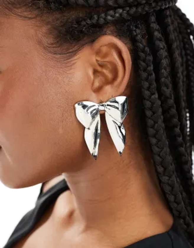 ASOS DESIGN - Boucles d'oreilles avec nœud large - Argenté | ASOS