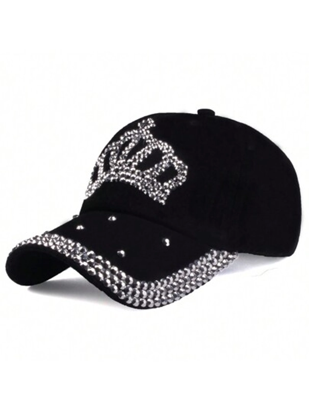 Ladies' Handmade Rhinestone Crown Embellished Baseball Cap Party