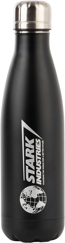 Disney Store Ufficiale Bottiglia d'Acqua di Stark Industries, 450 ml, Bottiglia in Acciaio Inossidabile con Coperchio a Vite e Design Elegante