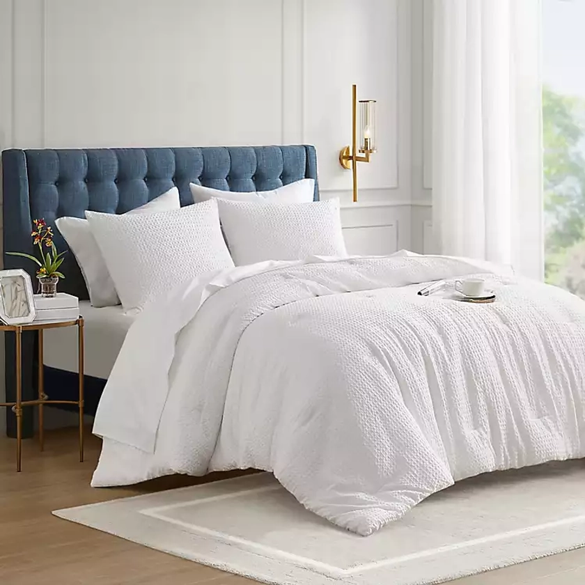 White Waffle Weave Full/Queen Comforter Set | Kirklands Home