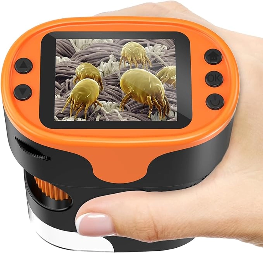 1000X Handheld Digital Microscope for Kids - 4K 2.0" Screen, Rechargeable Mini Labster Portable Pocket Scope, Includes Slides Kit - Science Gadget Edu Gift for Children Ages 4-12: Amazon.co.uk: Business, Industry & Science