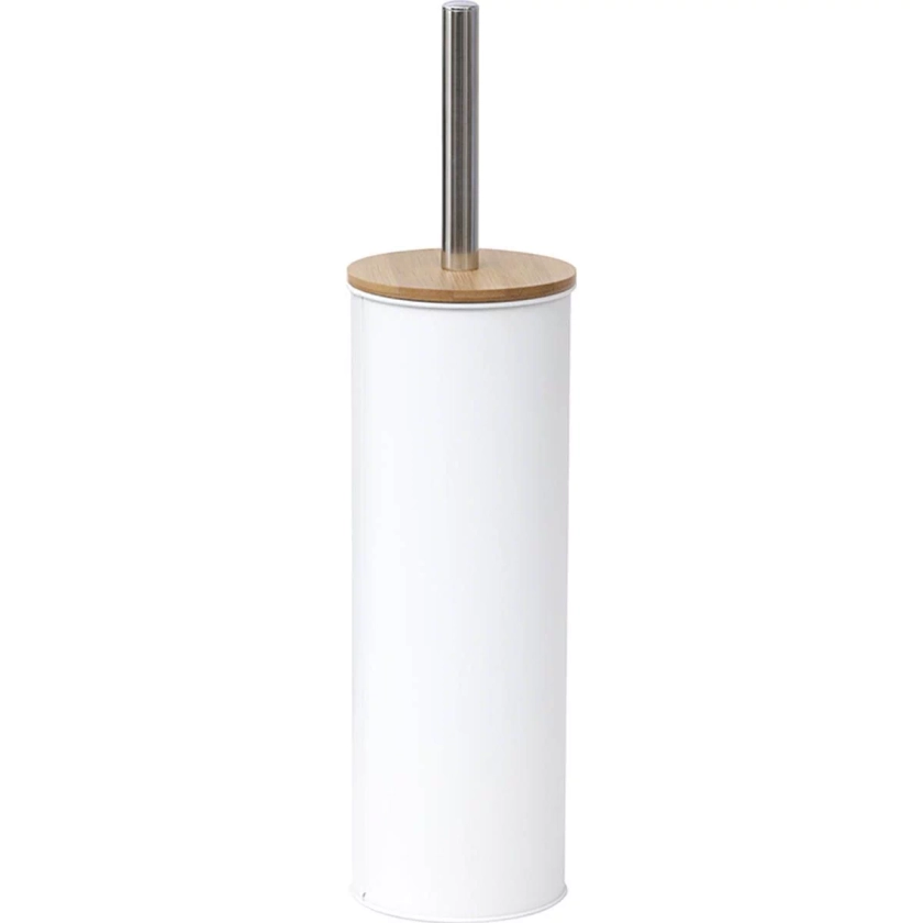 BROSSE WC METAL COUVERCLE BAMBOU BLANC