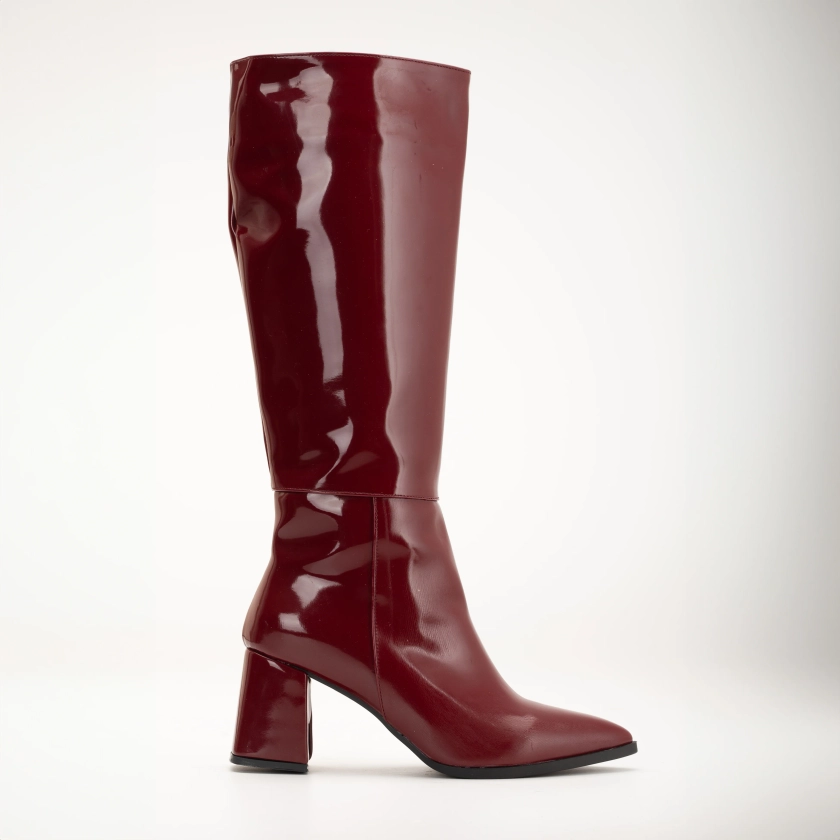 Valerie - Burgundy Patent Knee High Boots – Prologue Shoes