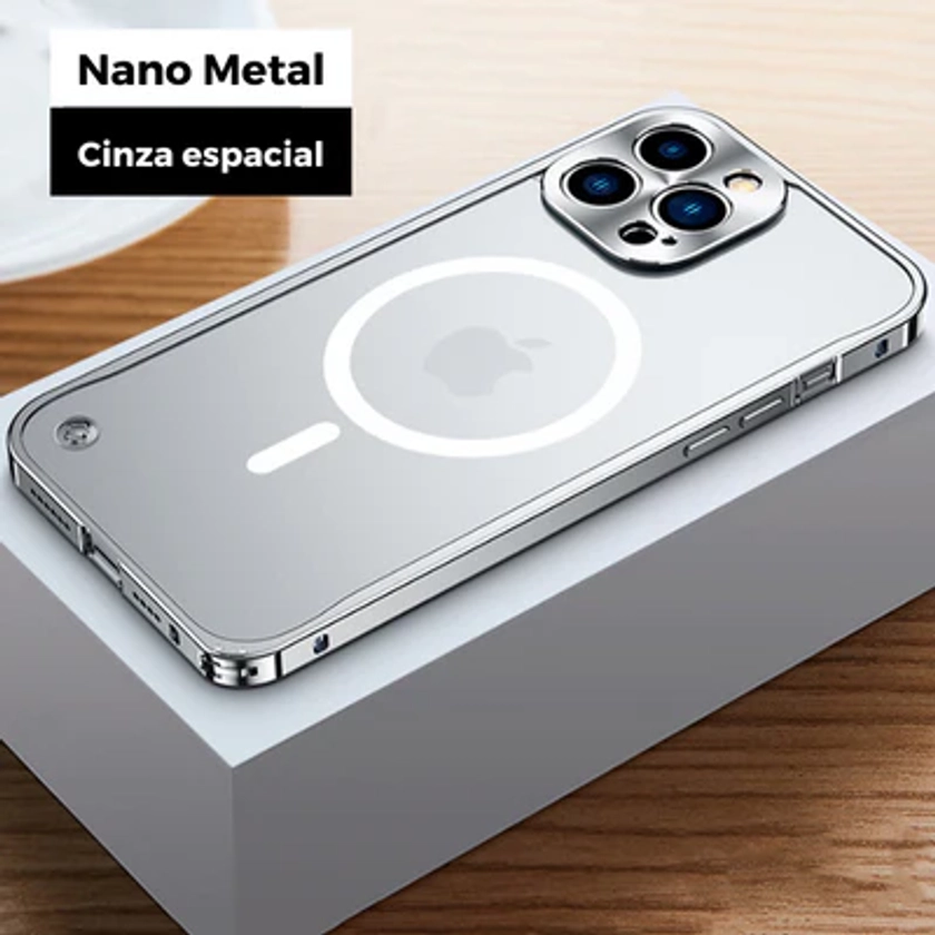 Case Nano Frame Pro em alumínio com carregamento MagSafe