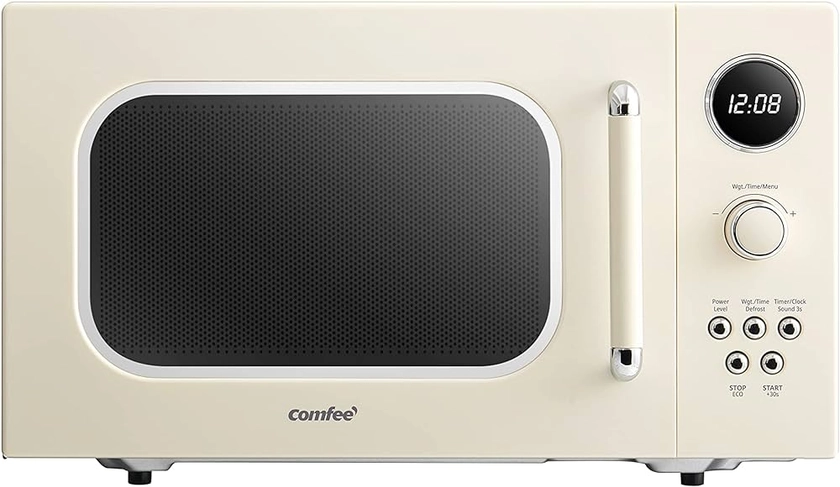 Amazon.com: COMFEE' CM-M092AAT Retro Microwave with 9 Preset Programs, Fast Multi-stage Cooking, Turntable Reset Function Kitchen Timer, Mute Function, ECO Mode, LED digital display, 0.9 cu.ft, 900W, Apricot : Everything Else