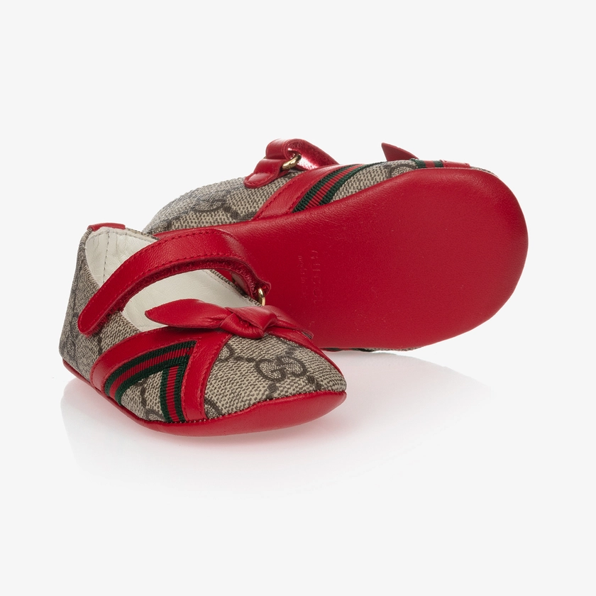 Gucci Red GG Ballerina Baby Pumps