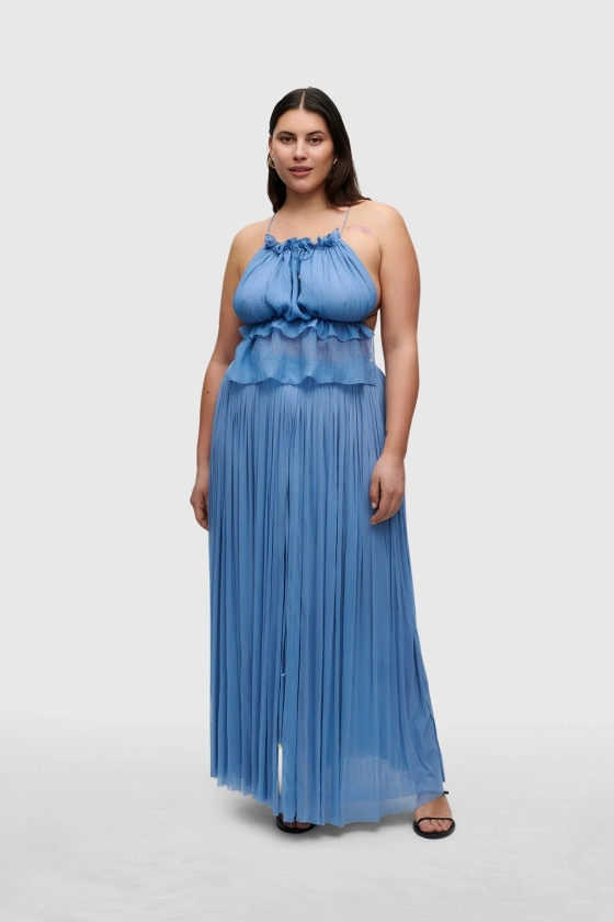 HANNE BLOCH - Blue Silk Tulle Long Skirt