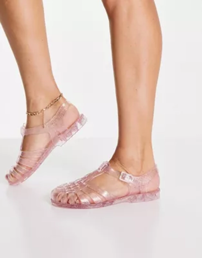 London Rebel flat jelly shoes in clear | ASOS