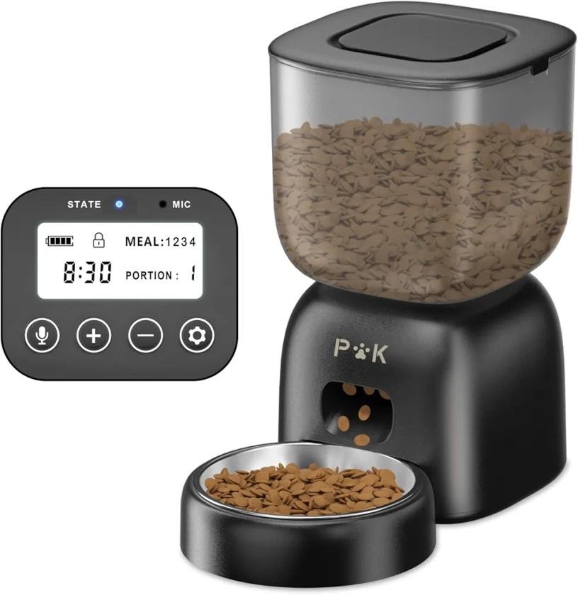 PUPPY KITTY Distributeur Croquettes Chat Automatique, Autonomie de la Batterie jusqu'à 180 Jours, 3L Programme d'alimentation Personnalisé, Enregistrement Vocal 10S, 1-4 Repas par Jour